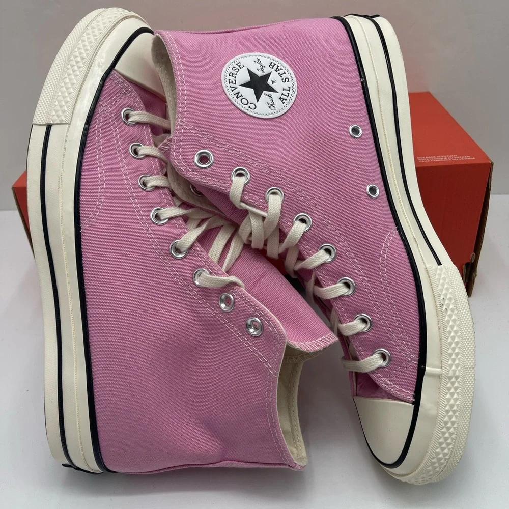 Converse Men’s A03795C CHUCK 70 HI AMBER PINK/EGRET/BLACK Pink High-Top Sneakers